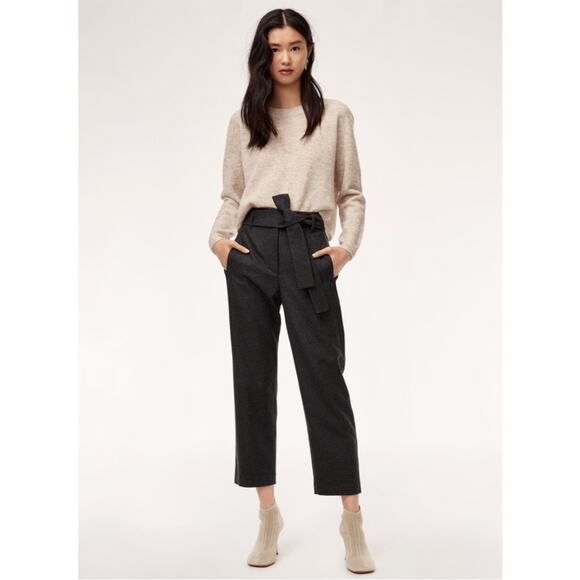 Aritzia Wilfred Tie-Front Pants wool belted wide leg pant - Picture 2 of 10